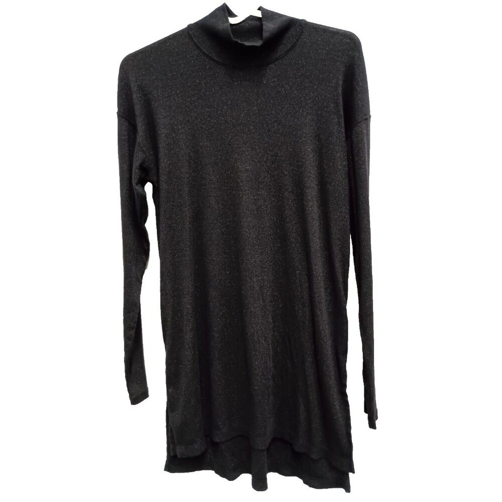 Vanessa Virginia Anthropologie Womens Tunic Top Small Black Metallic BOHO Gothic